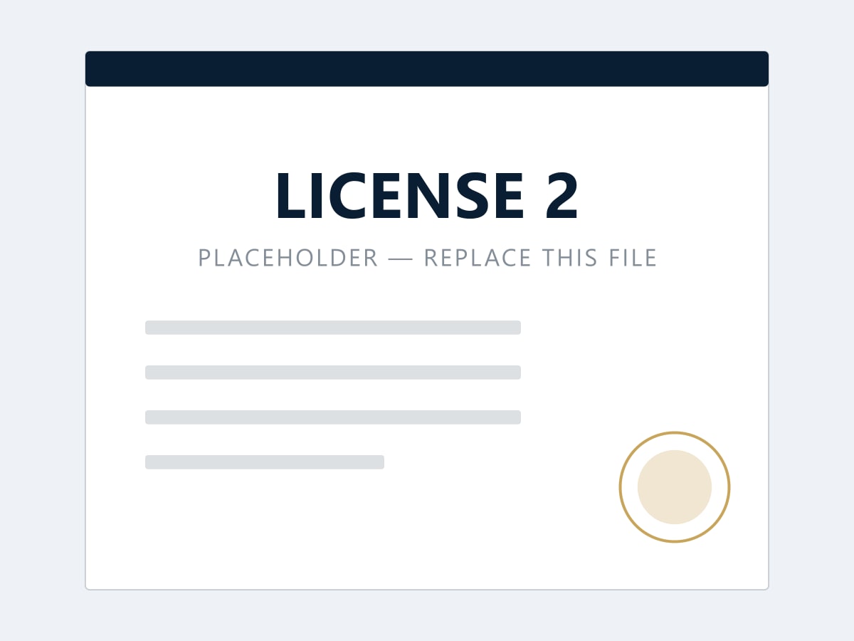 License 2 certificate issued by Issuing authority name