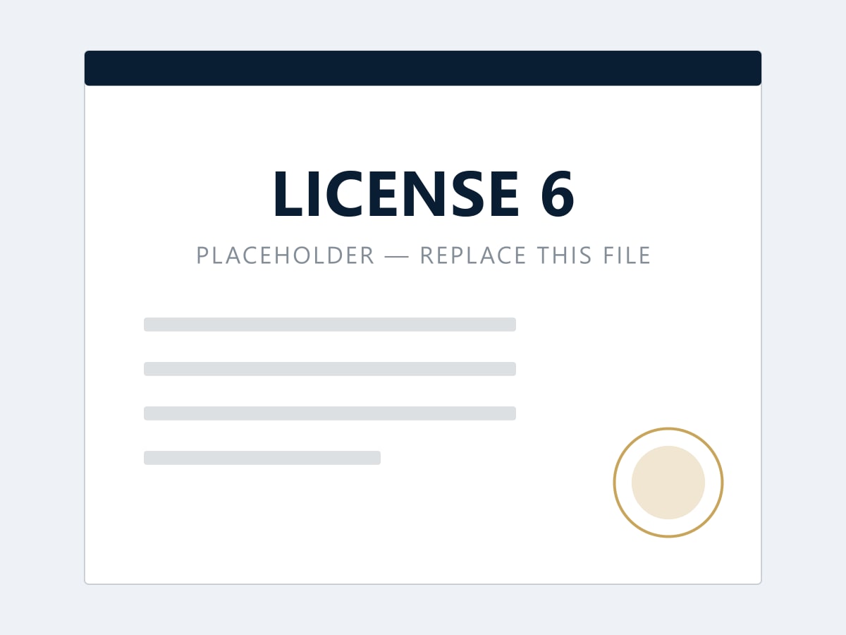 License 6 certificate issued by Issuing authority name